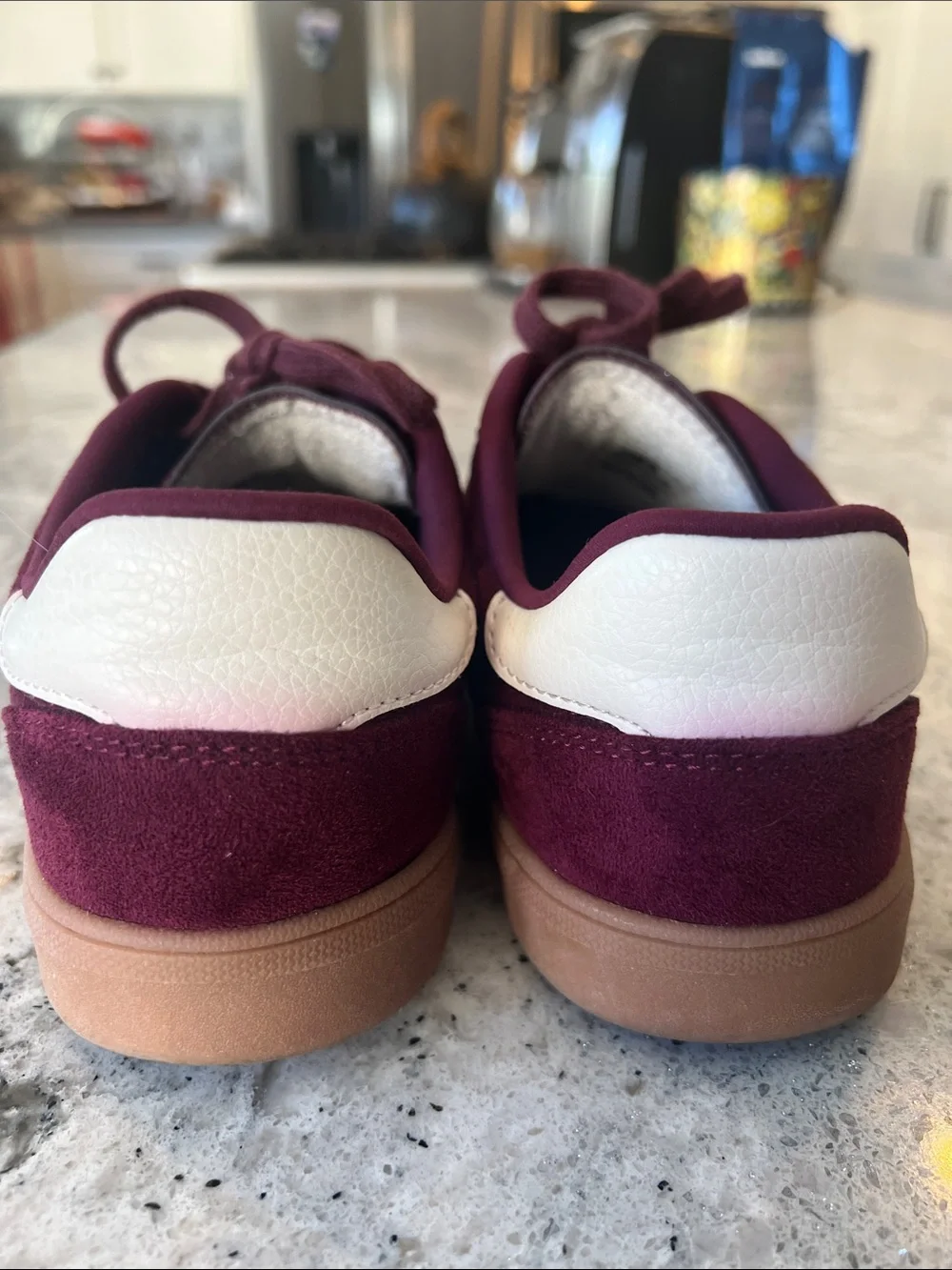 Zara Burgundy Suede Contrasting Sneakers Gum Sole EU37